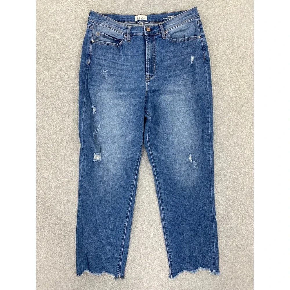 Nicole Miller Blue Jeans Womens Size 12 Nomad Super High Rise Straight Leg